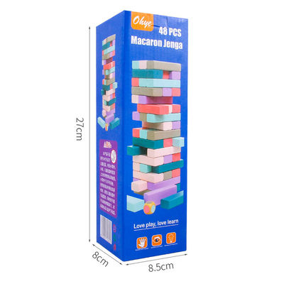 Équilibrez 48pcs a coloré les blocs en bois de domino a empilé les jouets éducatifs d'arc-en-ciel