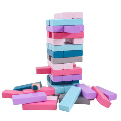 Équilibrez 48pcs a coloré les blocs en bois de domino a empilé les jouets éducatifs d'arc-en-ciel