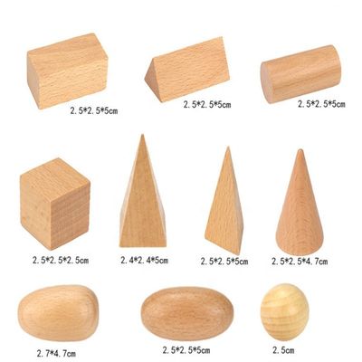 3D comptant des maths en bois Toy Geometric Wooden Blocks de 5cm