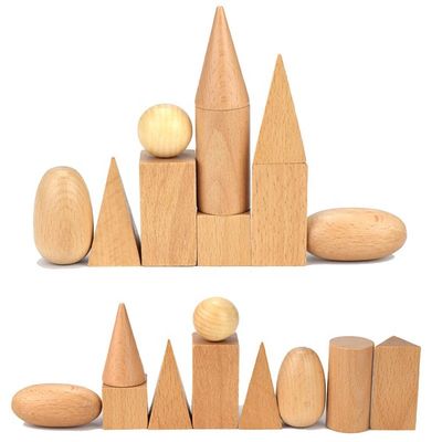 3D comptant des maths en bois Toy Geometric Wooden Blocks de 5cm