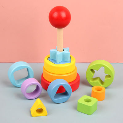 bois de hêtre en bois de jouets de bébé de 5.51in Montessori Teether