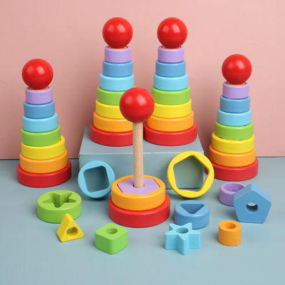 bois de hêtre en bois de jouets de bébé de 5.51in Montessori Teether
