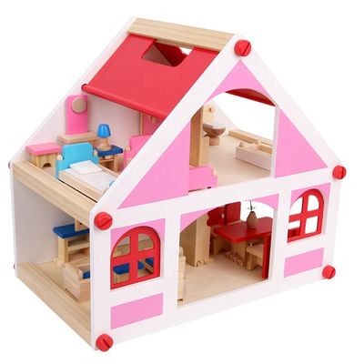 miniature en bois de  DIY de meubles de maison de poupée de cru de maison de 37.5cm