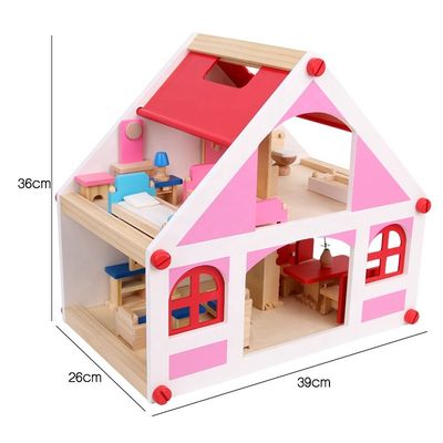 miniature en bois de  DIY de meubles de maison de poupée de cru de maison de 37.5cm