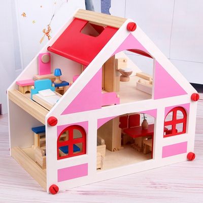 miniature en bois de  DIY de meubles de maison de poupée de cru de maison de 37.5cm