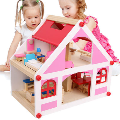 miniature en bois de  DIY de meubles de maison de poupée de cru de maison de 37.5cm