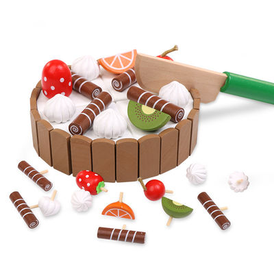 Fruit en bois du gâteau 11cm coupant les jouets de hachage réglés de jeu de rôle d'enfants