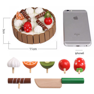 Fruit en bois du gâteau 11cm coupant les jouets de hachage réglés de jeu de rôle d'enfants