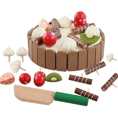Fruit en bois du gâteau 11cm coupant les jouets de hachage réglés de jeu de rôle d'enfants