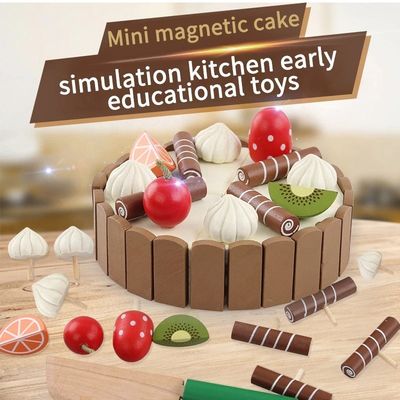 Fruit en bois du gâteau 11cm coupant les jouets de hachage réglés de jeu de rôle d'enfants