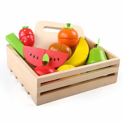 La coupe en bois colorée de fruit de 19cm a placé Toy Kid Education