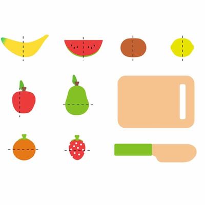 La coupe en bois colorée de fruit de 19cm a placé Toy Kid Education