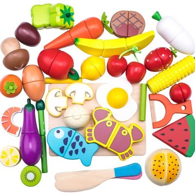 La coupe en bois colorée de fruit de 19cm a placé Toy Kid Education