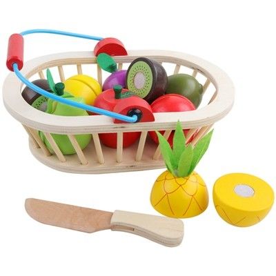 la coupe en bois de fruit de 4.5cm a placé l'ensemble de jeu de rôle de cuisine de légumes