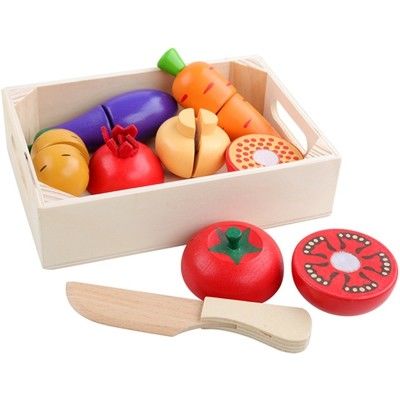 la coupe en bois de fruit de 4.5cm a placé l'ensemble de jeu de rôle de cuisine de légumes