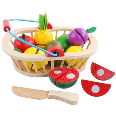 la coupe en bois de fruit de 4.5cm a placé l'ensemble de jeu de rôle de cuisine de légumes