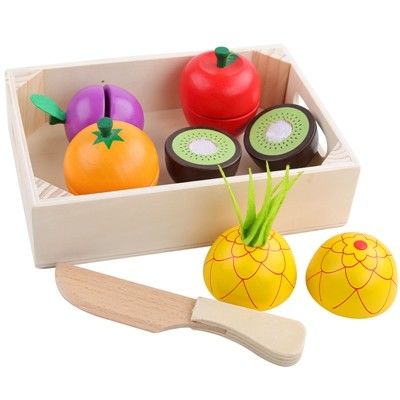 la coupe en bois de fruit de 4.5cm a placé l'ensemble de jeu de rôle de cuisine de légumes