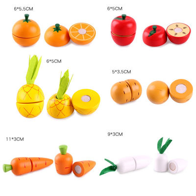 La cuisson étaye les jouets magnétiques de fruit de rôle de 5.5cm de nourriture en bois de jeu