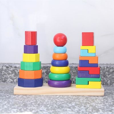 Blocs constitutifs en bois géométriques Toy Sorting Board de l'empileur 21cm