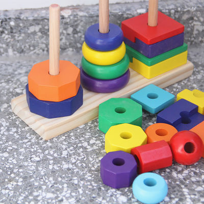 Blocs constitutifs en bois géométriques Toy Sorting Board de l'empileur 21cm