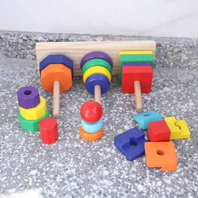 Blocs constitutifs en bois géométriques Toy Sorting Board de l'empileur 21cm