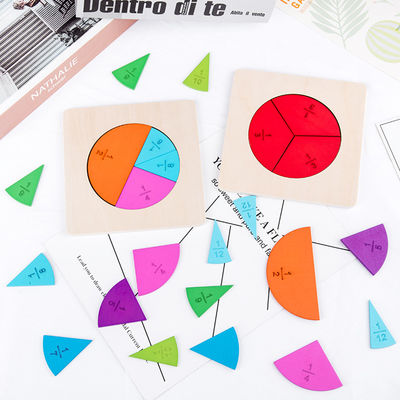 Aides pédagogiques de puzzle en bois de fraction de conseil de puzzle de nombre des maths 11Pcs de carte