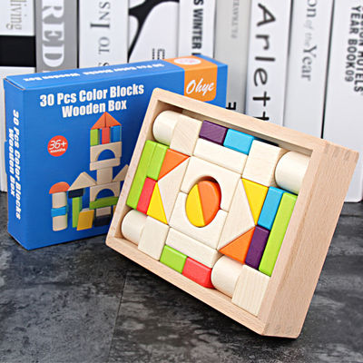 Blocs constitutifs en bois Toy Stacking de grand château de 15cm 30 morceaux