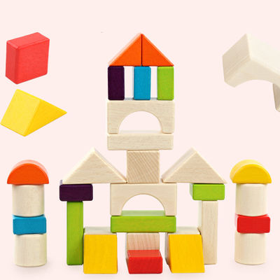 Blocs constitutifs en bois Toy Stacking de grand château de 15cm 30 morceaux