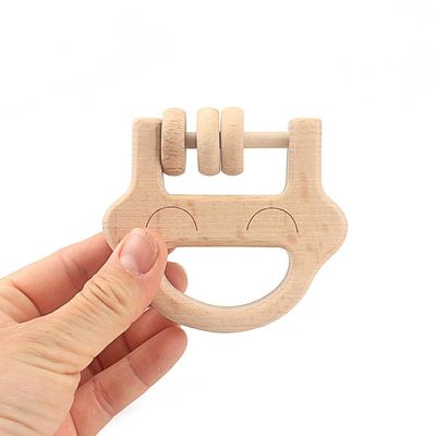 La clochette 6 avancent le bois petit à petit de hêtre sûr en bois de Teethers Tambor Teether
