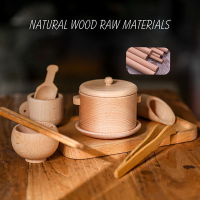 La cuisine miniature en bois de la vaisselle 8.9cm a placé le jouet réglé à cuire en bois