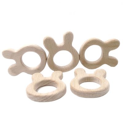 Le hêtre DIY a personnalisé le bracelet en bois de collier de silicone de Teether de bébé