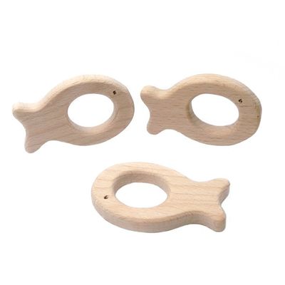 Dentition 55mm en bois faite main Toy Natural Wood Teethers Necklace de hêtre