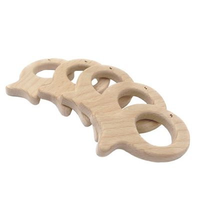 Dentition 55mm en bois faite main Toy Natural Wood Teethers Necklace de hêtre