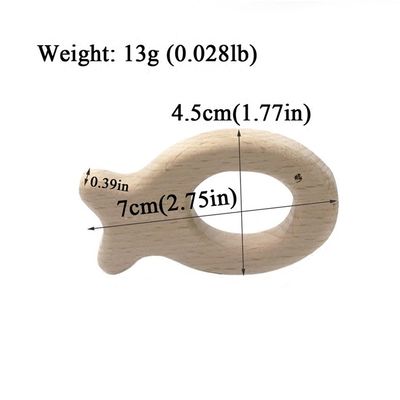 Dentition 55mm en bois faite main Toy Natural Wood Teethers Necklace de hêtre