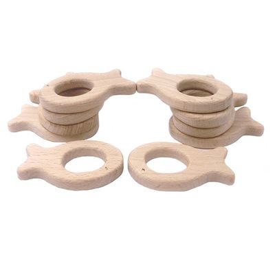 Dentition 55mm en bois faite main Toy Natural Wood Teethers Necklace de hêtre