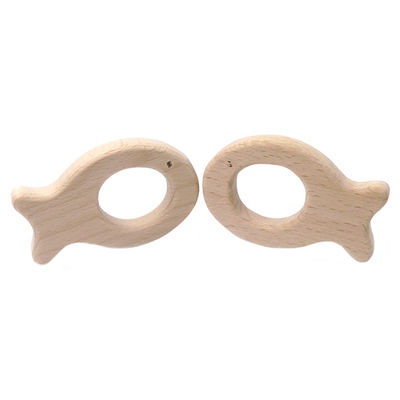 Dentition 55mm en bois faite main Toy Natural Wood Teethers Necklace de hêtre