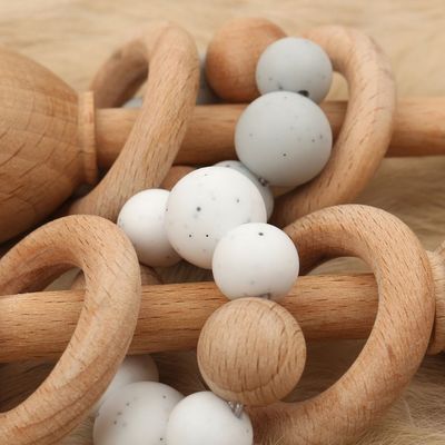 Bois de hêtre du lapin 5.12in Teether Bunny Teether en bois naturel