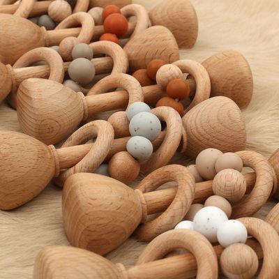 Bois de hêtre du lapin 5.12in Teether Bunny Teether en bois naturel