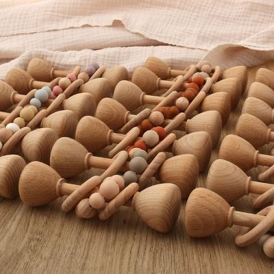 Bois de hêtre du lapin 5.12in Teether Bunny Teether en bois naturel