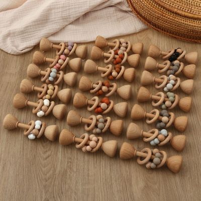 Bois de hêtre du lapin 5.12in Teether Bunny Teether en bois naturel