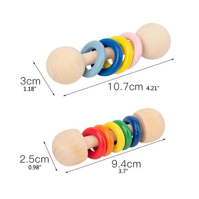 Hochet en bois Ring Montessori Wooden Teethers Safe du rongeur 10.7cm de gymnase