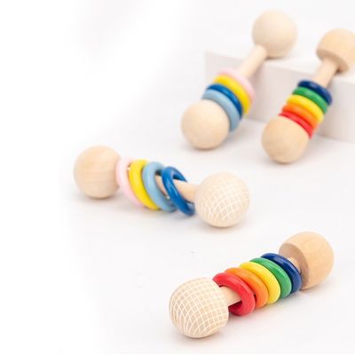 Hochet en bois Ring Montessori Wooden Teethers Safe du rongeur 10.7cm de gymnase