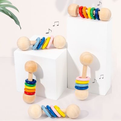 Hochet en bois Ring Montessori Wooden Teethers Safe du rongeur 10.7cm de gymnase
