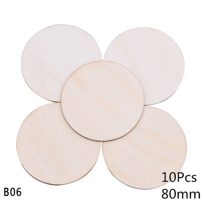 Disques en bois non finis en bois de pin de métiers de la peinture 10cm de blanc