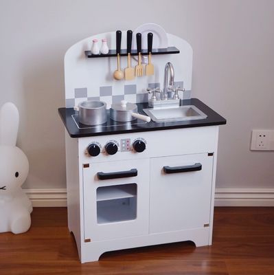 Les enfants en bas âge de Grey Wooden Kitchen Toys For d'enfants noircissent 77.8cm