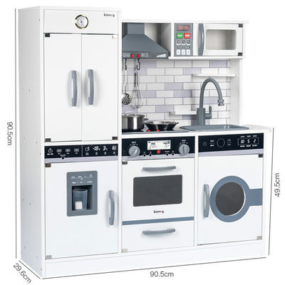 La cuisine miniature en bois de grand réfrigérateur de 82.5cm a placé le noir blanc de fourneau