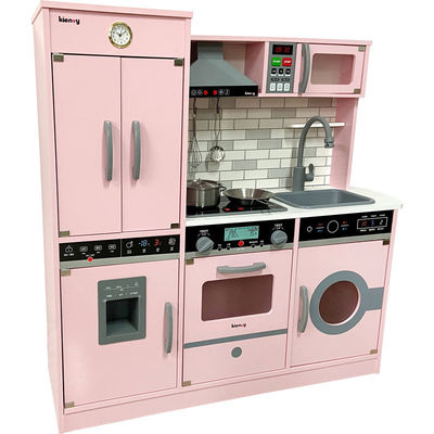 La cuisine miniature en bois de grand réfrigérateur de 82.5cm a placé le noir blanc de fourneau
