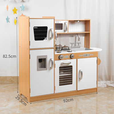 La cuisine miniature en bois de grand réfrigérateur de 82.5cm a placé le noir blanc de fourneau