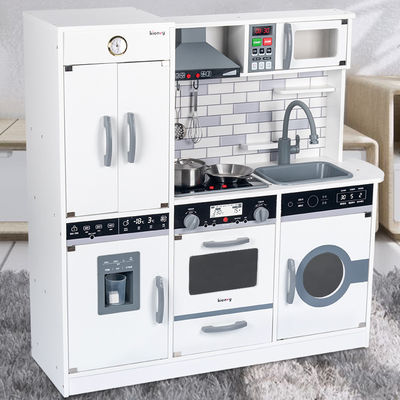La cuisine miniature en bois de grand réfrigérateur de 82.5cm a placé le noir blanc de fourneau