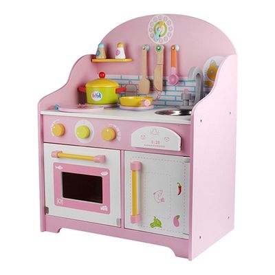 Jouets de table de maison de théâtre de cuisine en bois rose de jeu des ustensiles 30cm
